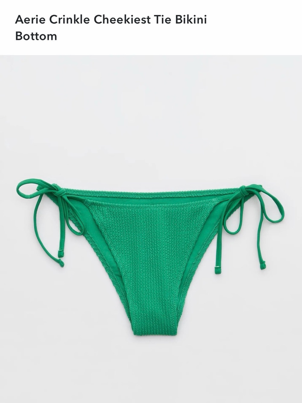 Aerie Crinkle Cheekiest Tie Bikini Bottom - Green size large